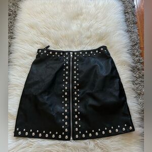 Black Studded Faux Leather Mini Skirt